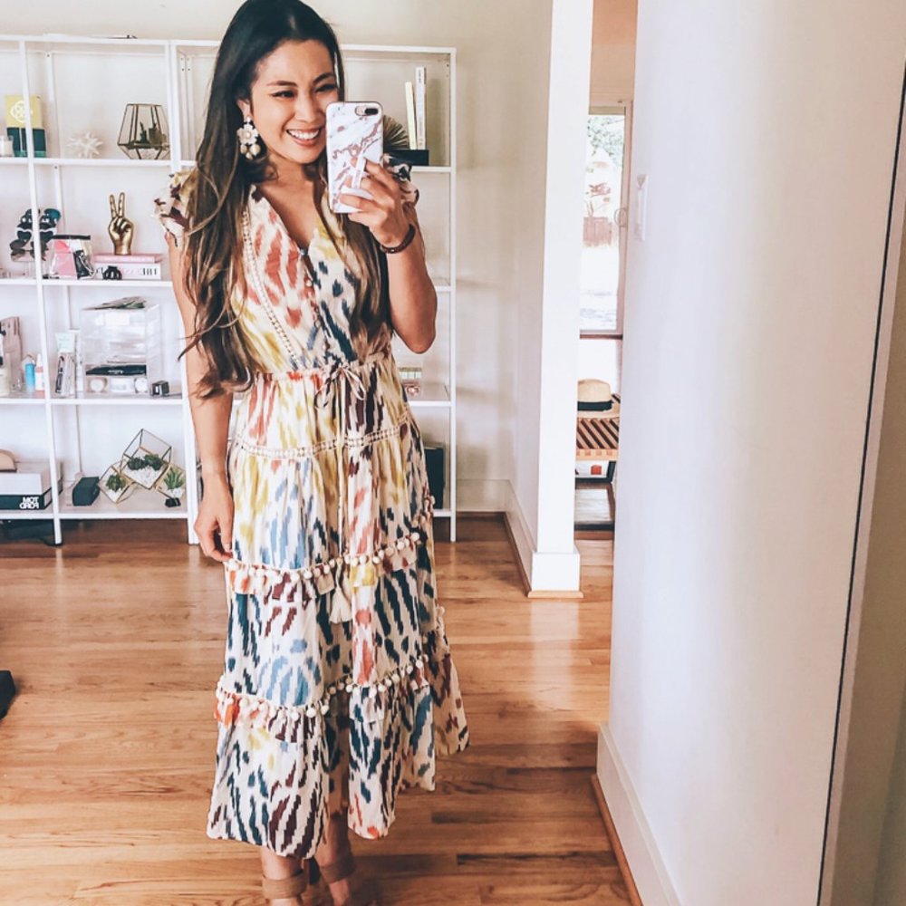 J. Crew Colorful Patterned Midi Dress